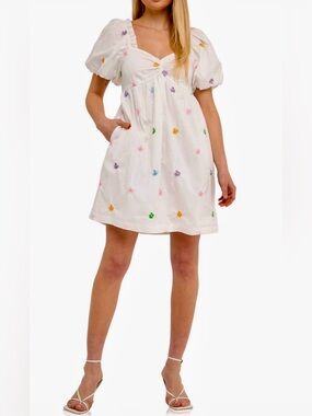 embroidered cotton poplin maxi dress Lotus Red/Blue Embroidered Dress | Dresses